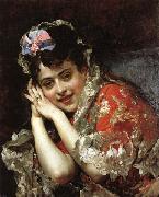 Raimundo de Madrazo y Garreta The Model Aline Masson with a White Mantilla oil painting artist